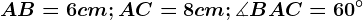 AB=6cm; AC=8cm; \measuredangle BAC=60^\circ