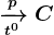 \xrightarrow[t^0]p C